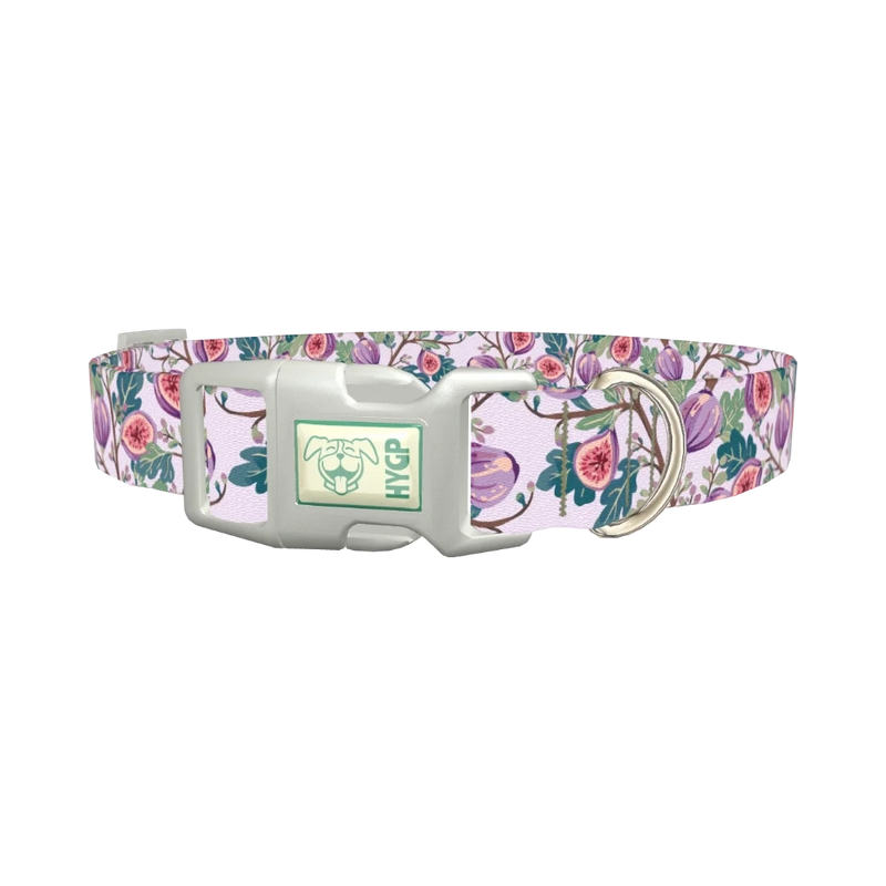 Floral Fig Dog Collar - plastic silver
