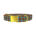Festive Yellow Cross Dog Collar - metal gold