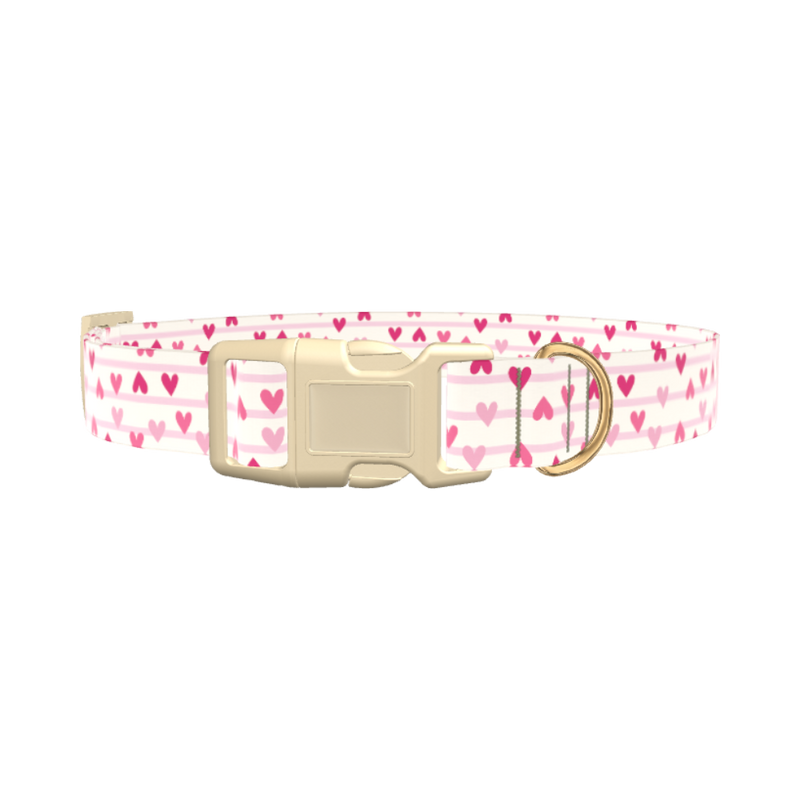 Striped Heart Dog Collar - plastic rose gold