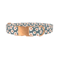 Dark Grey Daisy Dog Collar - metal rose gold