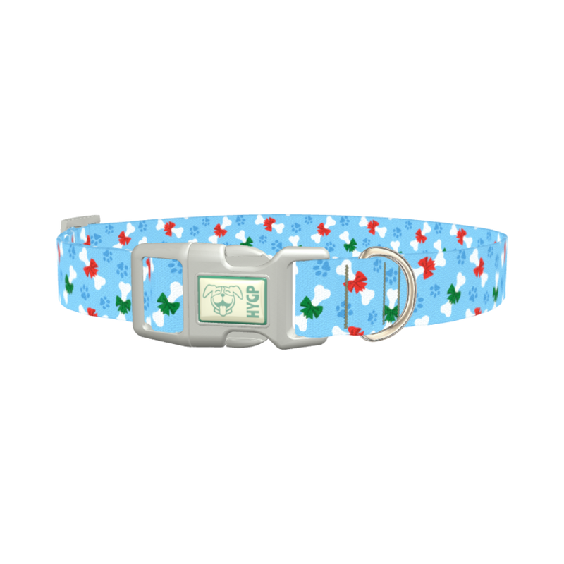 Christmas Bone Dog Collar - plastic silver