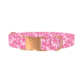 Pink Floral Silhouette 8870524649687 Dog Collar - metal rose gold