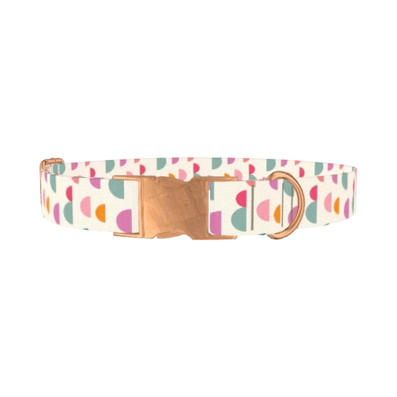 Geometric Pattern Dog Collar - metal rose gold