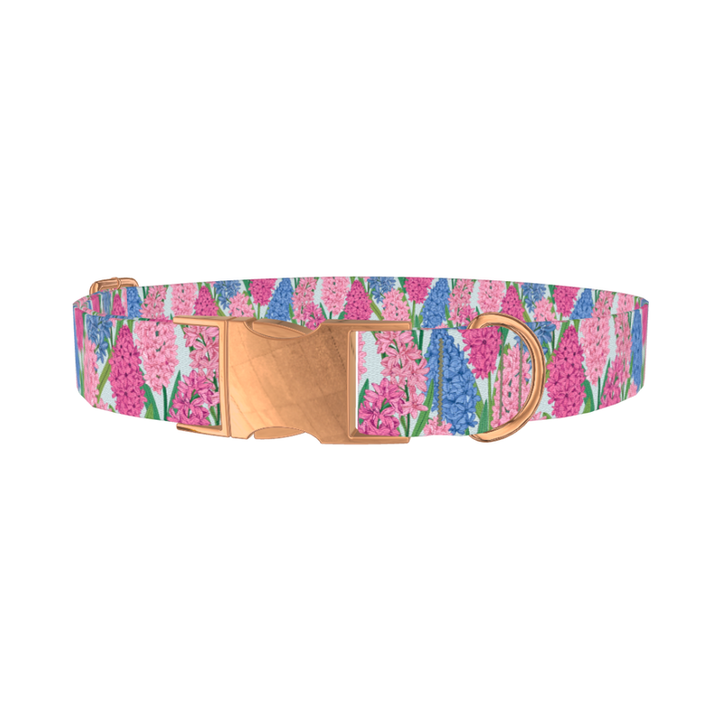 Floral Hyacinth Dog Collar - metal rose gold