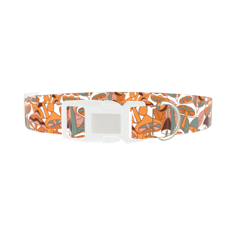 Forest Mushroom Dog Collar - plastic silver