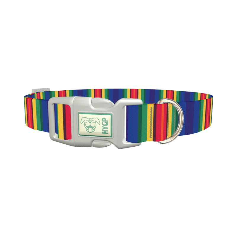 Bright Striped Dog Collar - plastic silver