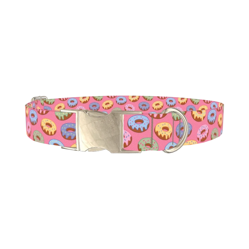 Colorful Donut Dog Collar - metal silver