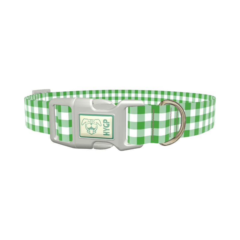 Green Plaid Dog Collar - plastic rose gold