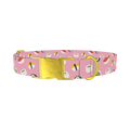Pink Sushi Pattern Dog Collar - metal gold