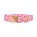 Pink Graphic Heart Dog Collar - metal rose gold