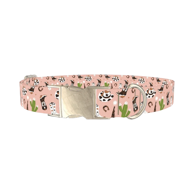 Western Boots and Hats Dog Collar - metal silver