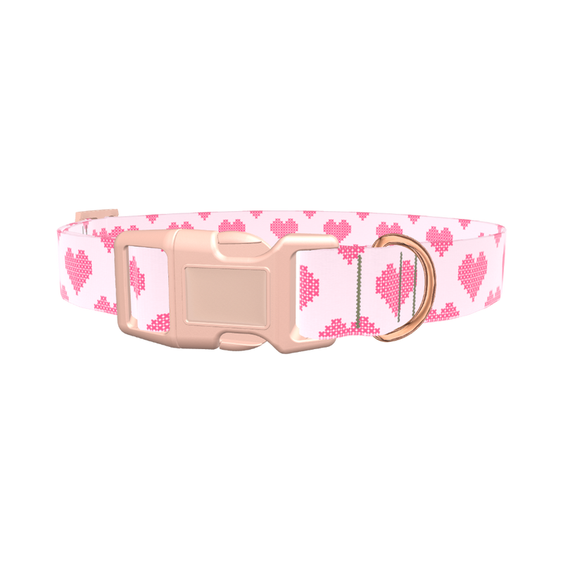 Geometric Heart Dog Collar - plastic gold