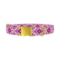 Pink Spiral Tie-Dye Dog Collar - metal gold