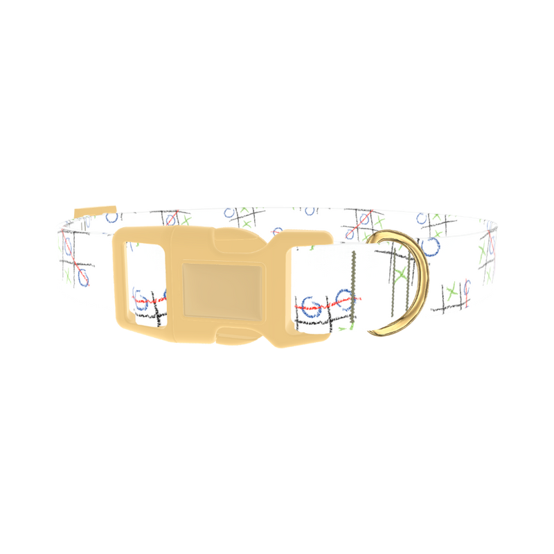 Tic Tac Toe Pattern Dog Collar - plastic gold