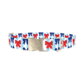 Patriotic Bow Dog Collar - metal silver