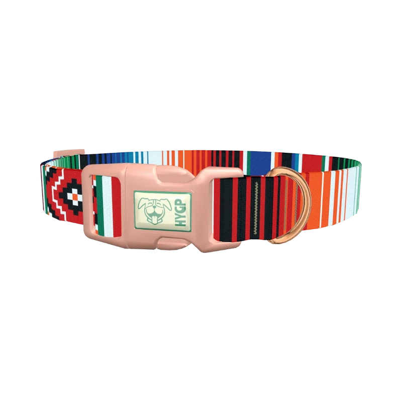 Mexican Stripe Pattern Dog Collar - plastic rose gold