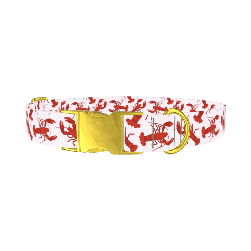 Lobster Pattern Dog Collar - metal gold