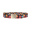 Flaming Basketball Dog Collar - metal silver