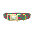 Wavy Checkered Dog Collar - plastic gold