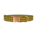 Green Yellow Checkered Dog Collar - metal rose gold