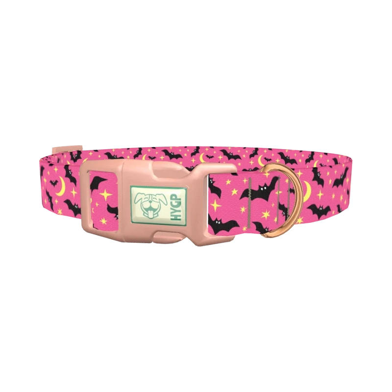 Halloween Bats Dog Collar - plastic rose gold