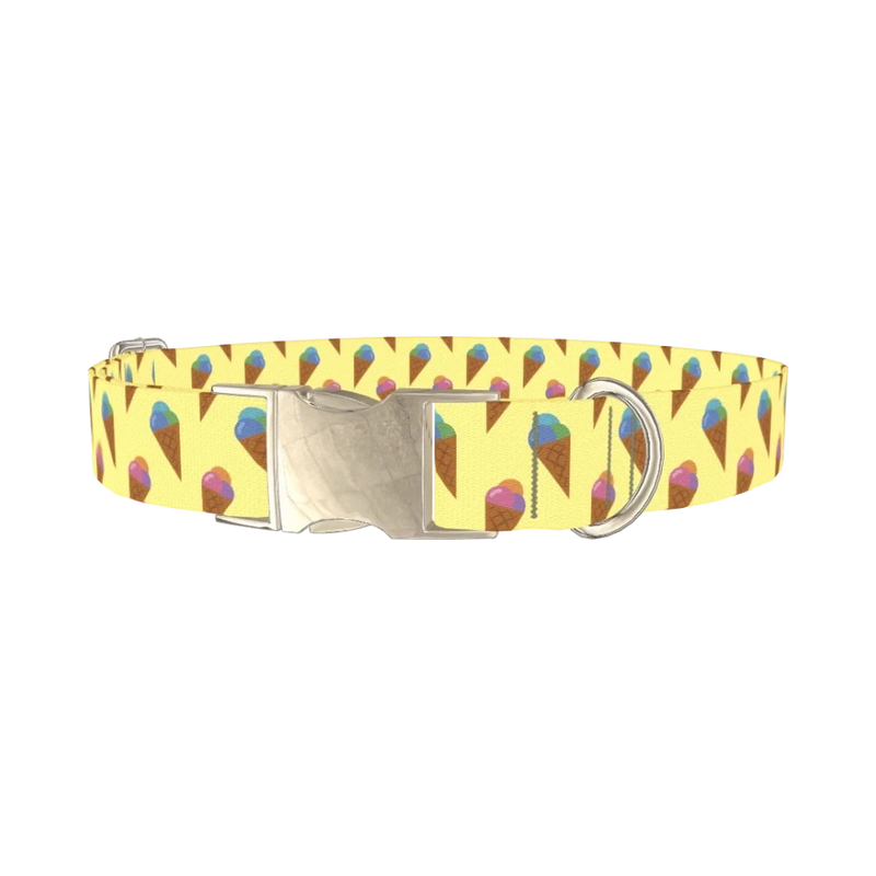 Ice Cream Cone Dog Collar - metal silver