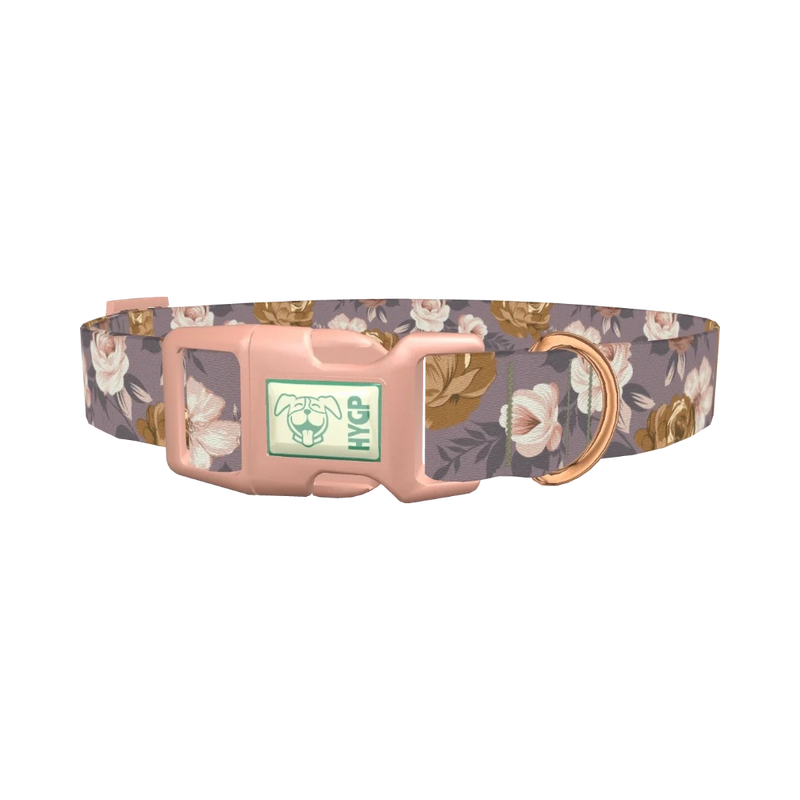 Vintage Rose Pattern Dog Collar - plastic rose gold
