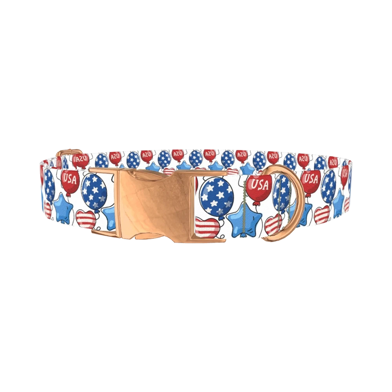 Patriotic Balloon Dog Collar - metal rose gold