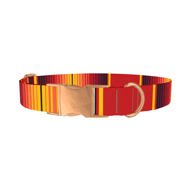 Mexican Red Stripe Dog Collar - metal rose gold