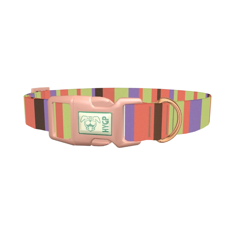 Green Striped Dog Collar - plastic rose gold