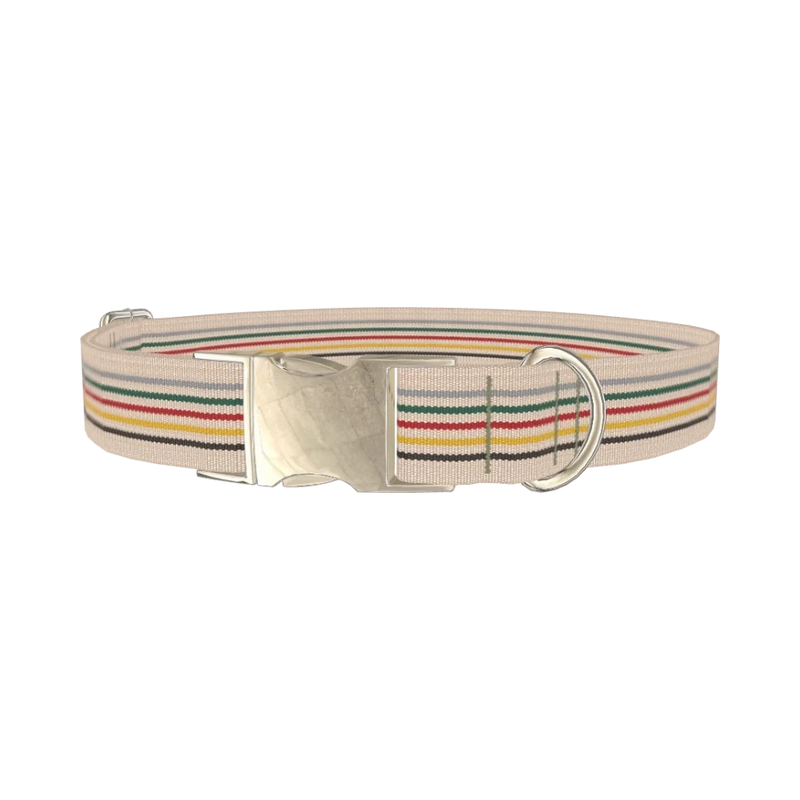 Striped Woven Pattern Dog Collar - metal silver
