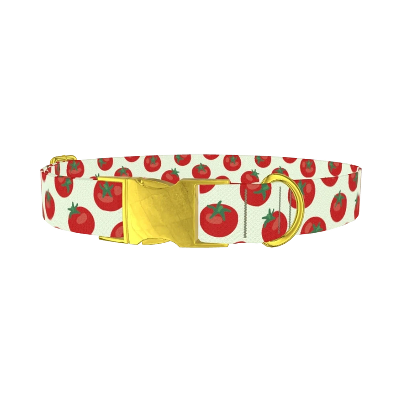 Tomato Pattern Dog Collar - metal gold