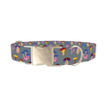 Colorful Mushroom Dog Collar - metal silver