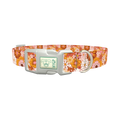 Retro Flower Burst Dog Collar - plastic silver