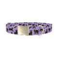 Purple Black Cat Halloween Dog Collar - metal silver