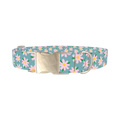 Floral Pink Camomile Dog Collar - metal silver