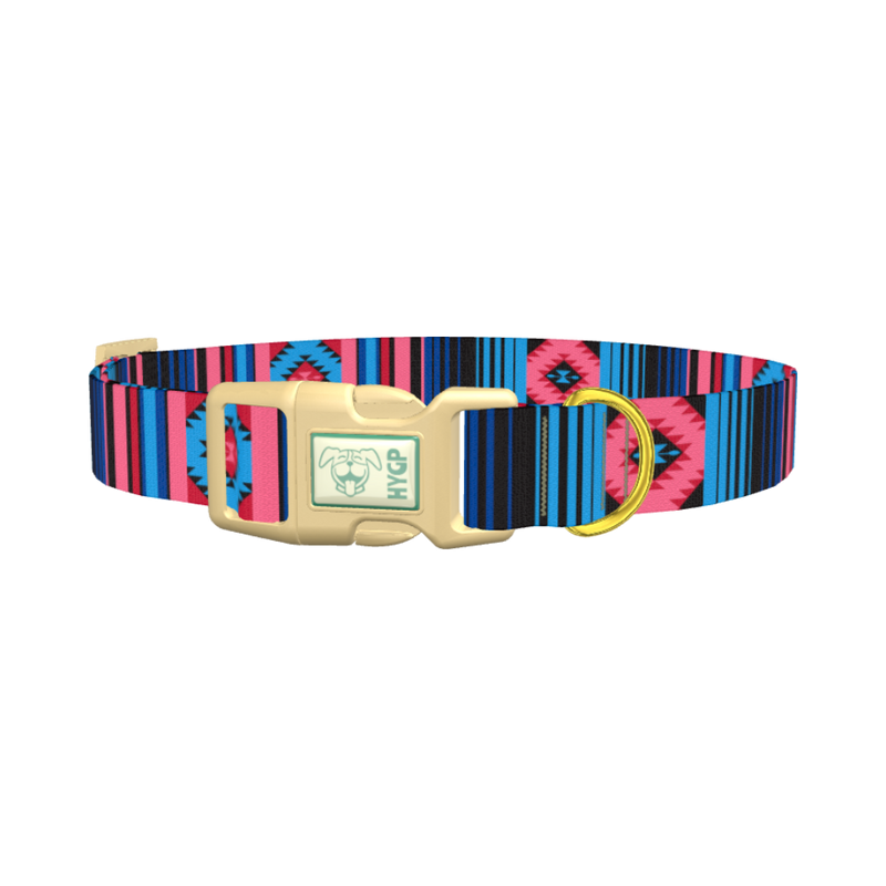 Geometric Star Stripe Dog Collar - plastic gold