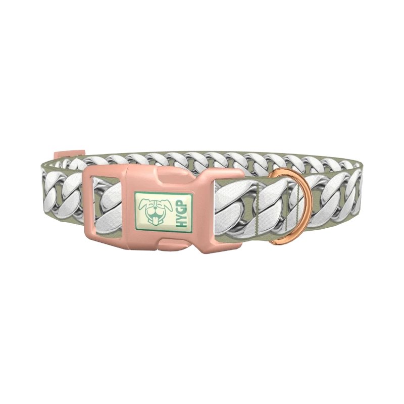 Silver Chain Design Dog Collar - plastic rose gold