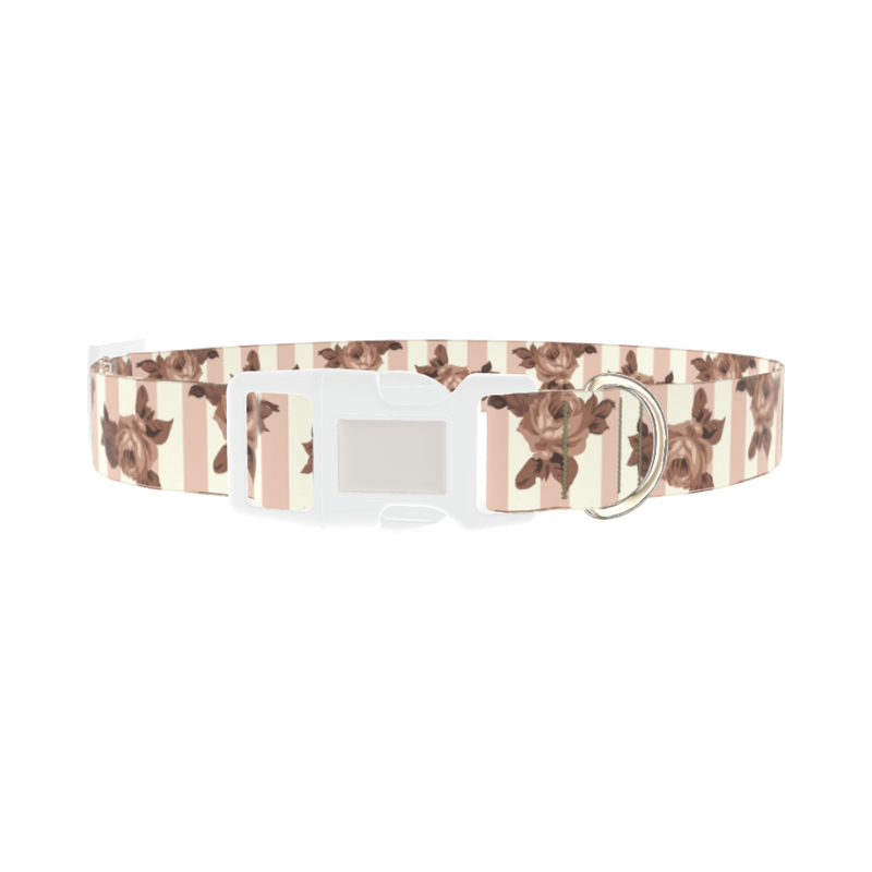 Floral Stripe Dog Collar - plastic silver