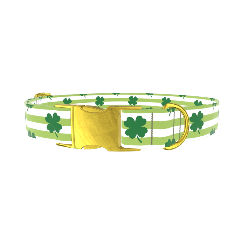 Clover Stripe Dog Collar - metal rose gold