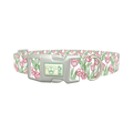 Pink Tulip Sketch Dog Collar - plastic silver