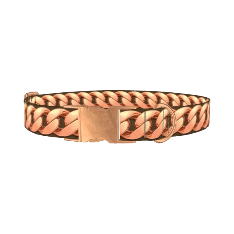 Rose Gold Chain Pattern Dog Collar - metal rose gold