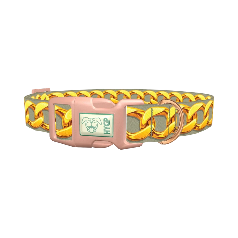 Gold Link Chain Dog Collar - plastic rose gold