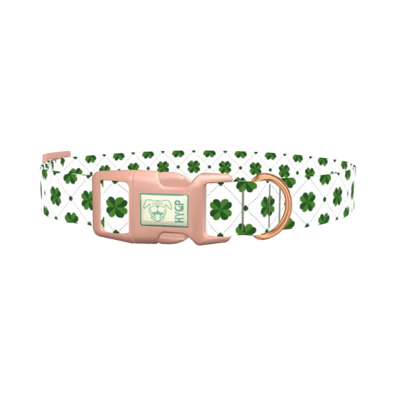 Dotted Clover Dog Collar - plastic rose gold