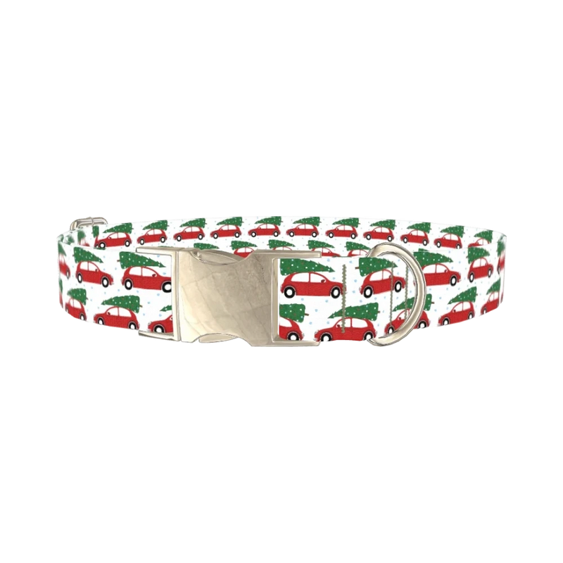Christmas Car Dog Collar - metal silver