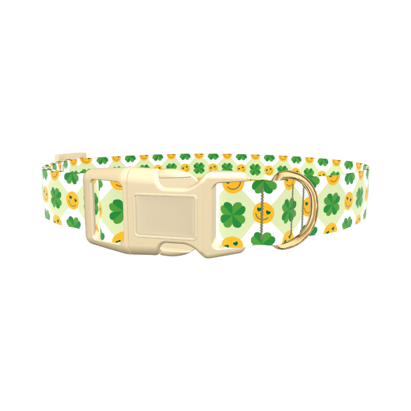 St. Patrick's Smiley Dog Collar - plastic silver