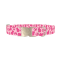 Pink Peace Sign Dog Collar - metal silver