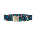 Alien Space Adventure Dog Collar - metal silver