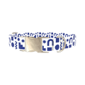 Navy Geometric Shapes Dog Collar - metal silver