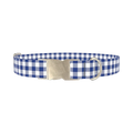Blue White Plaid Dog Collar - metal silver